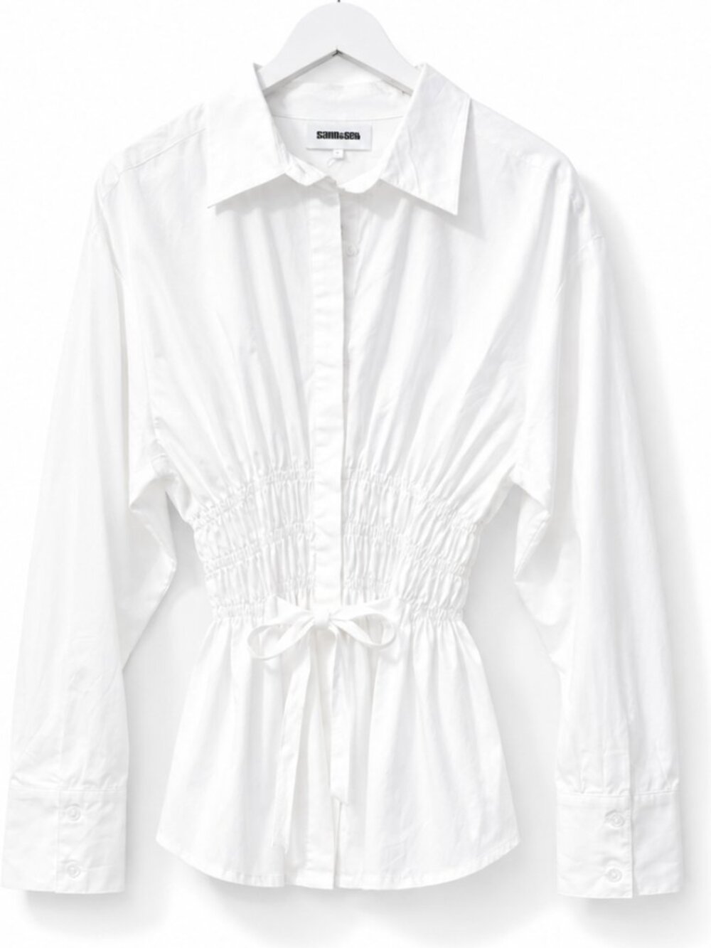 NWT: Saintart Yvonne Ruched Front Tie Blouse White